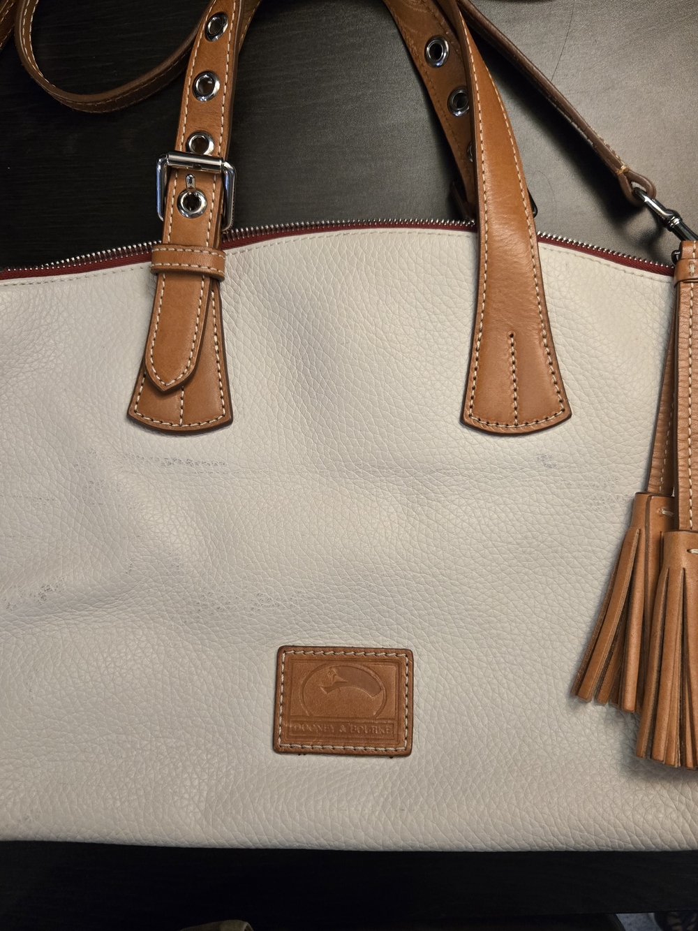Dooney & Bourke Women's Pebble Grain Trina Satchel Bag Off White